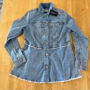 LOGO DENIM Women's Blue Denim Frayed Hem Jacket